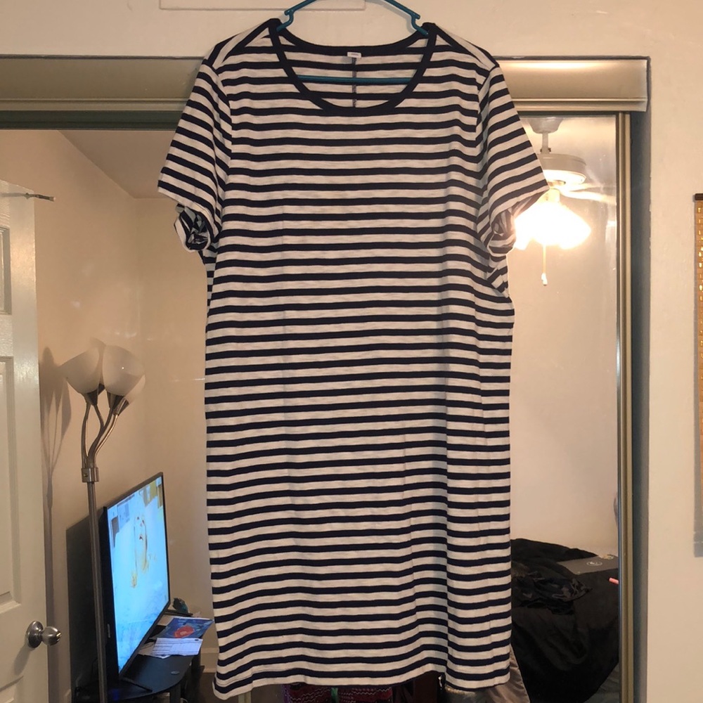 White and Navy Blue Striped dress